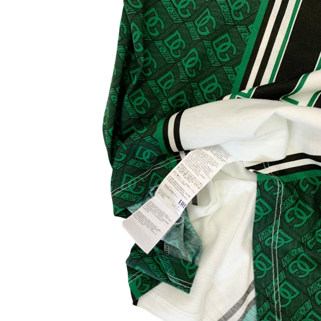 Dolce & Gabbana Interlocked Logo Football T-shirt Green/White (fits S-M womens)