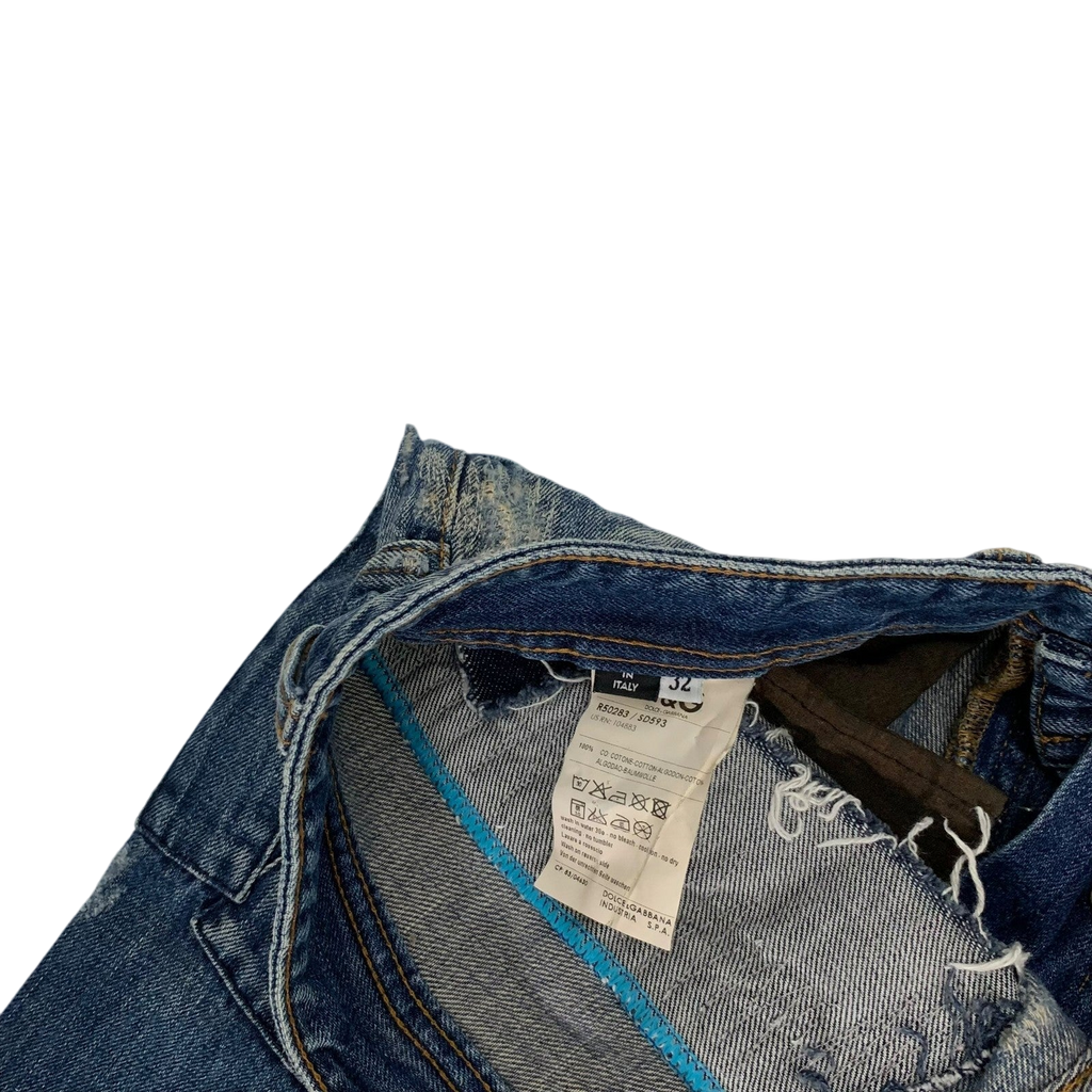 Dolce & Gabbana 2000s Patchwork Boro Distressed Jeans (Size 32”)