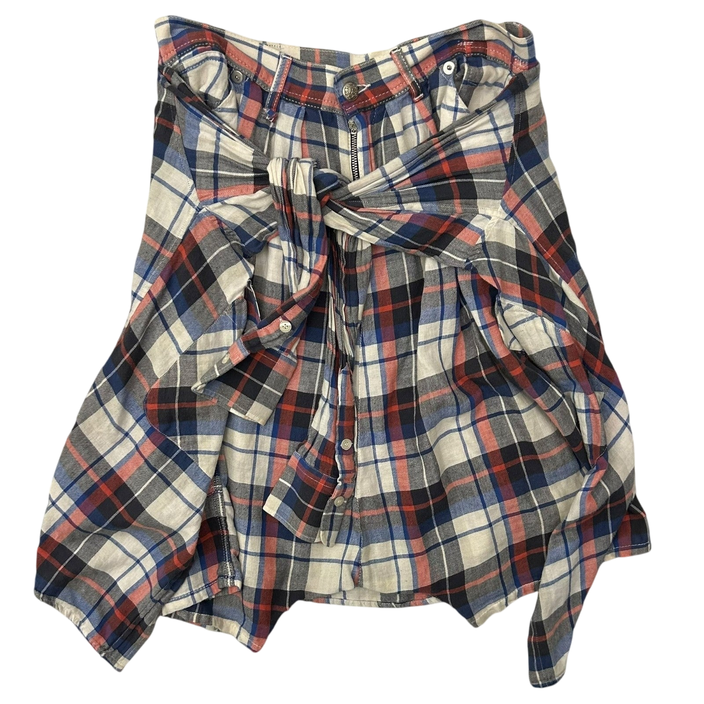 R13 Multi Coloured Cotton Plaid Skirt (Size 31”)