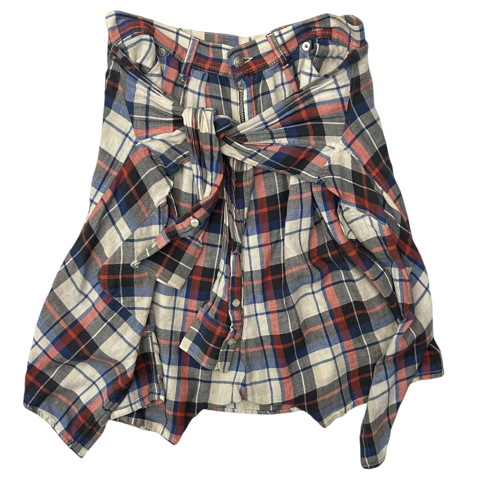 R13 Multi Coloured Cotton Plaid Skirt (Size 31”)