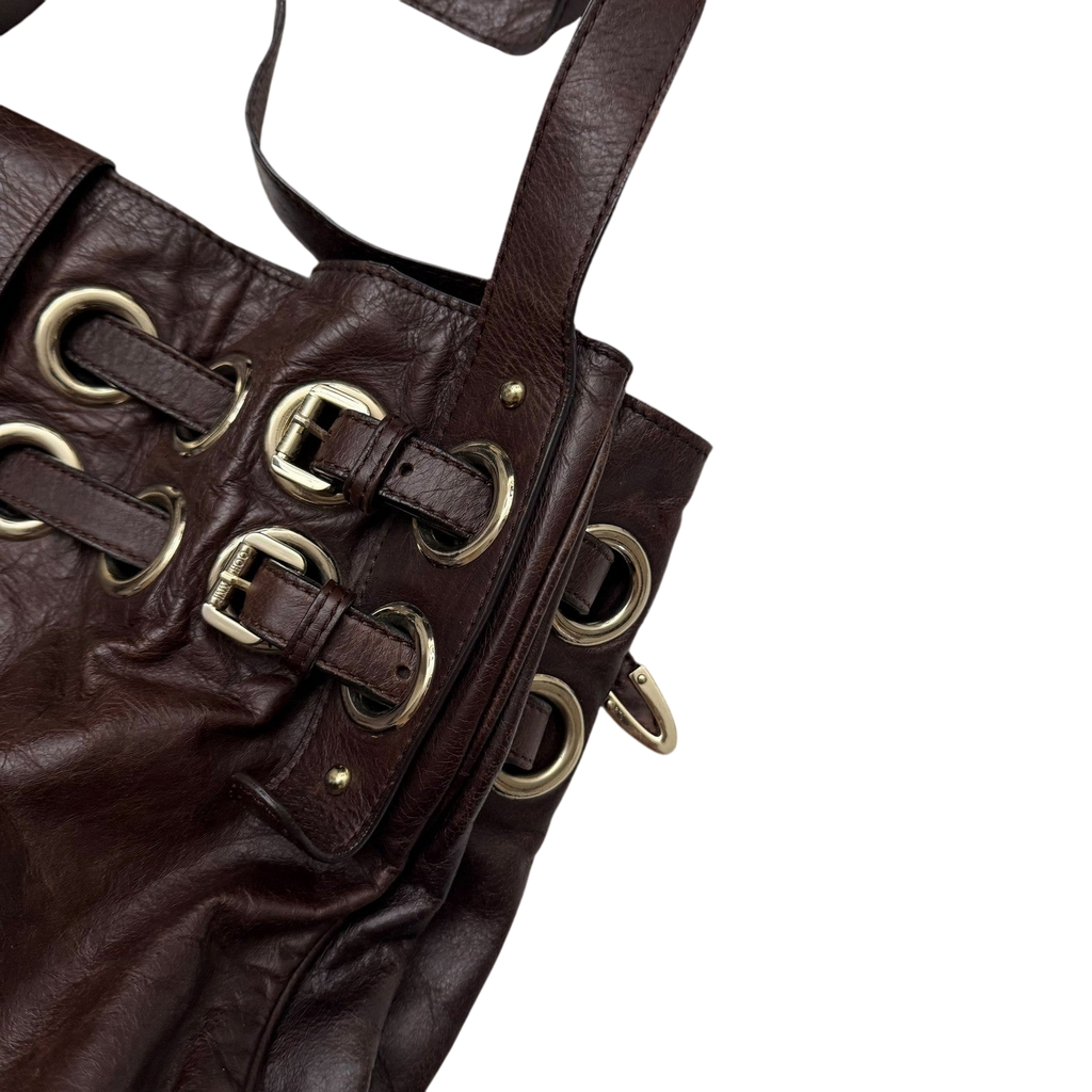 Jimmy Choo Ramona Leather Shoulder Bag Brown