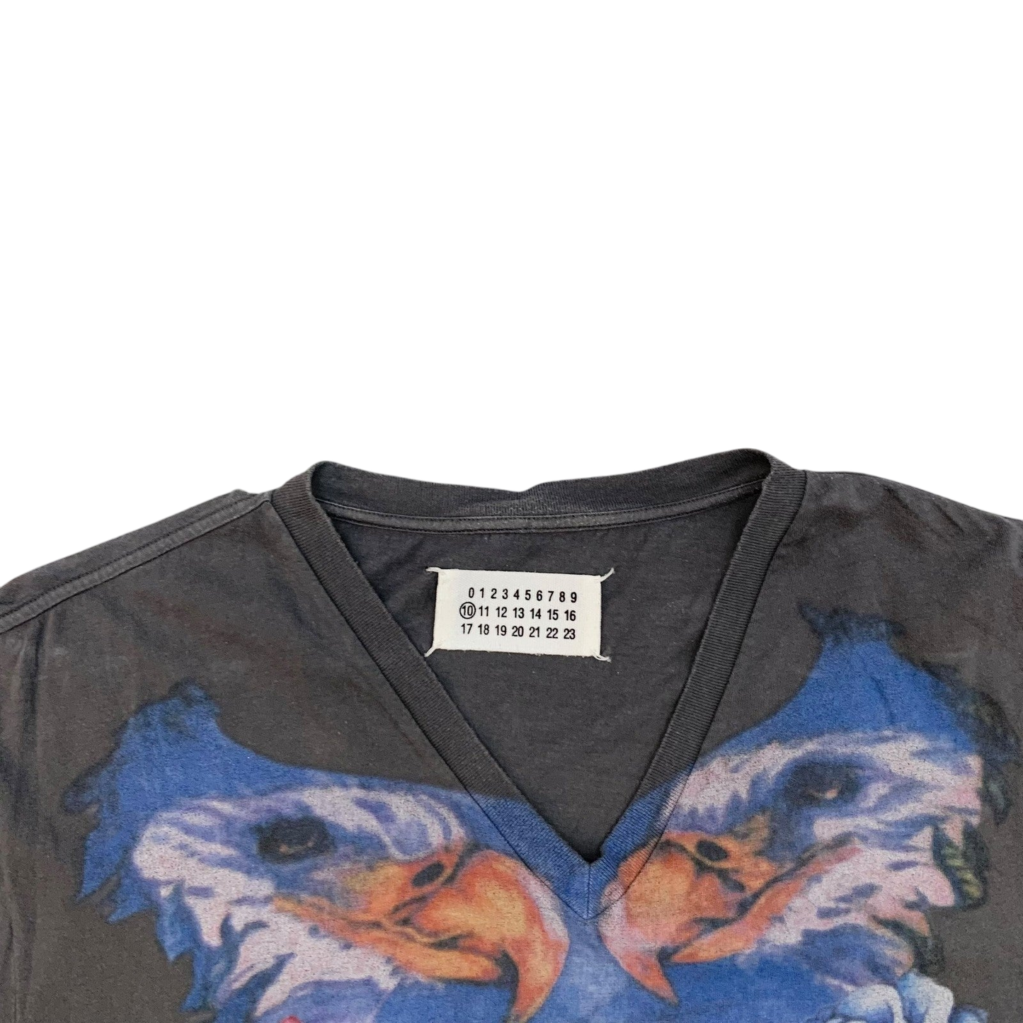 Maison Margiela Rose Print V Neck T-Shirt Charcoal (Fits M)