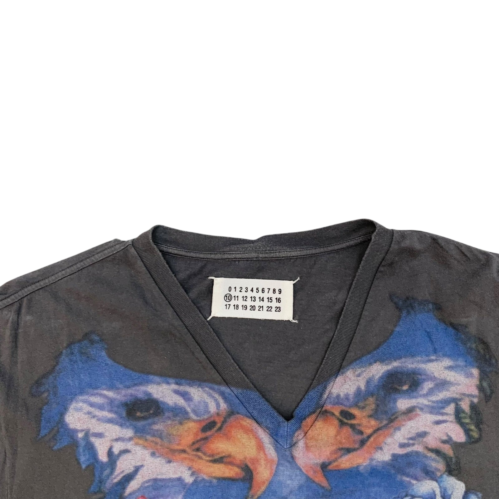 Maison Margiela Rose Print V Neck T-Shirt Charcoal (Fits M)