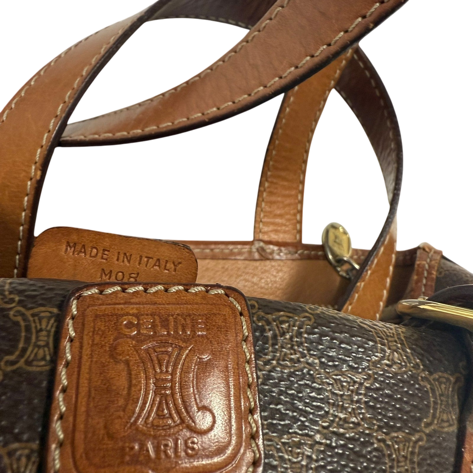 Céline 2008 Macadam Coated Canvas Monogram Tote Bag Brown