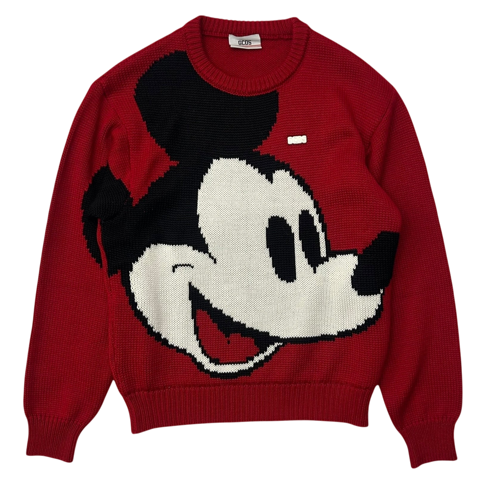 GCDS x Mickey Mouse Wool Blend Knit Sweater Red (Fits M-L Women)
