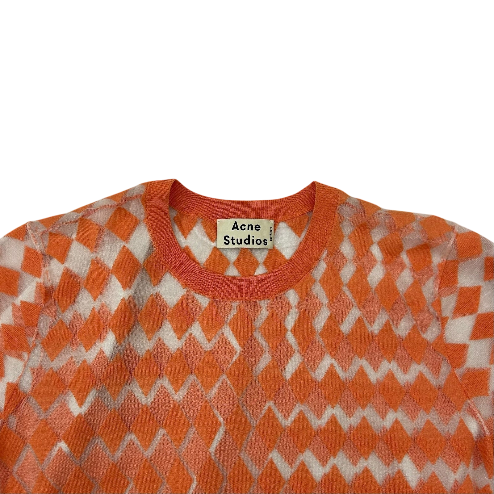 Acne Studios Diamond Pattern Mesh T-Shirt Salmon Pink (Size S womens)