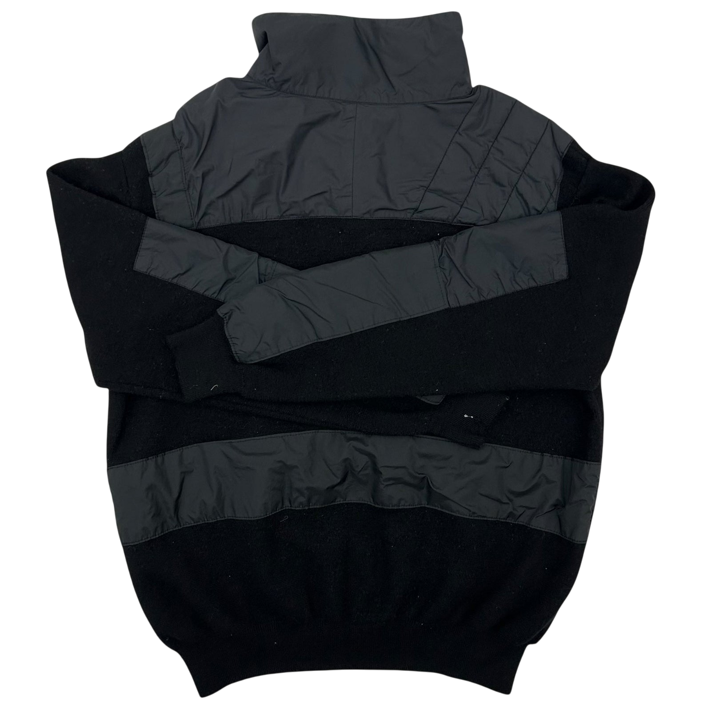 Vintage Prada Sport Layered Wool Nylon Zip Knit Sweater (Fits M)