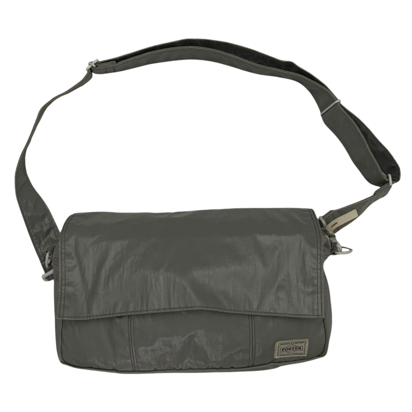 Porter Vintage Nylon Messenger Bag Metallic Silver