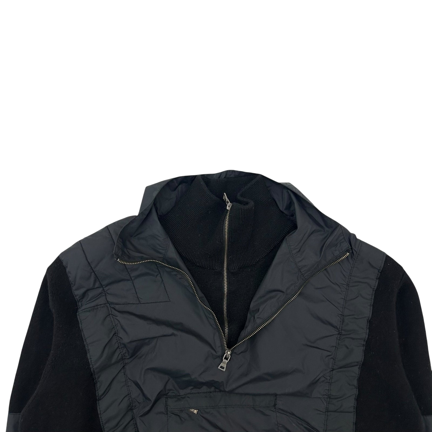 Vintage Prada Sport Layered Wool Nylon Zip Knit Sweater (Fits M)