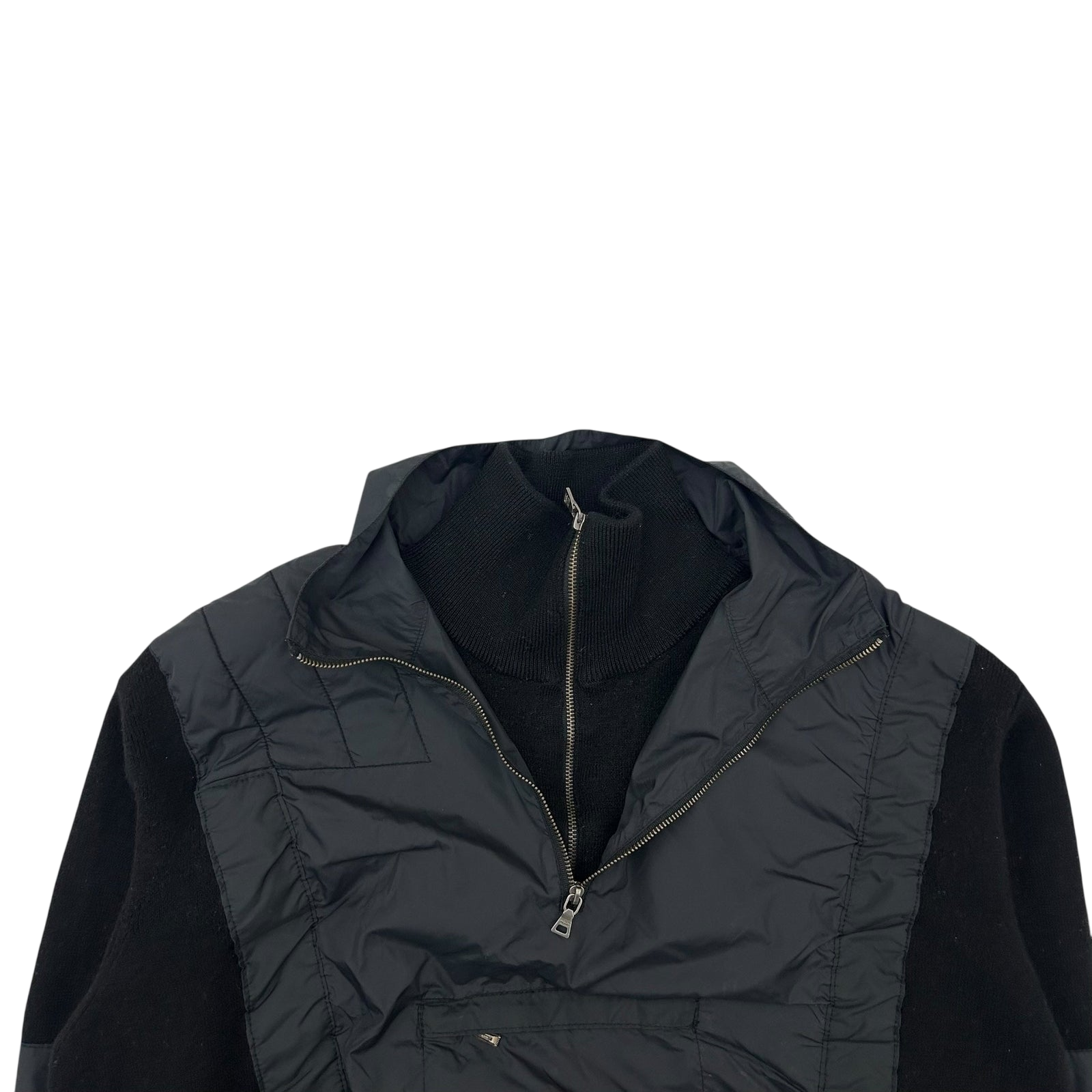 Vintage Prada Sport Layered Wool Nylon Zip Knit Sweater (Fits M)