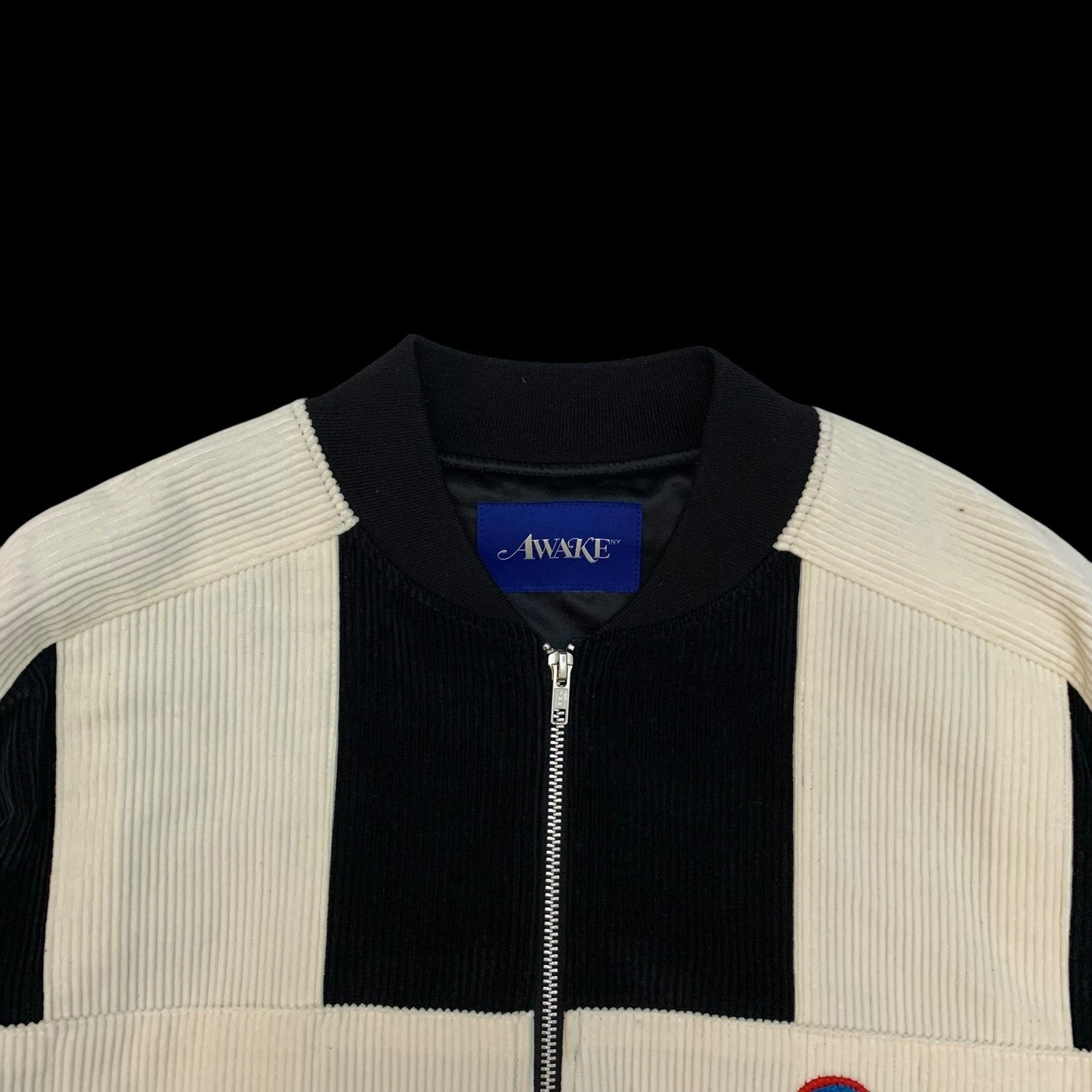 Awake NY Chenille Patch Corduroy Logo Jacket Black/White (Size L)