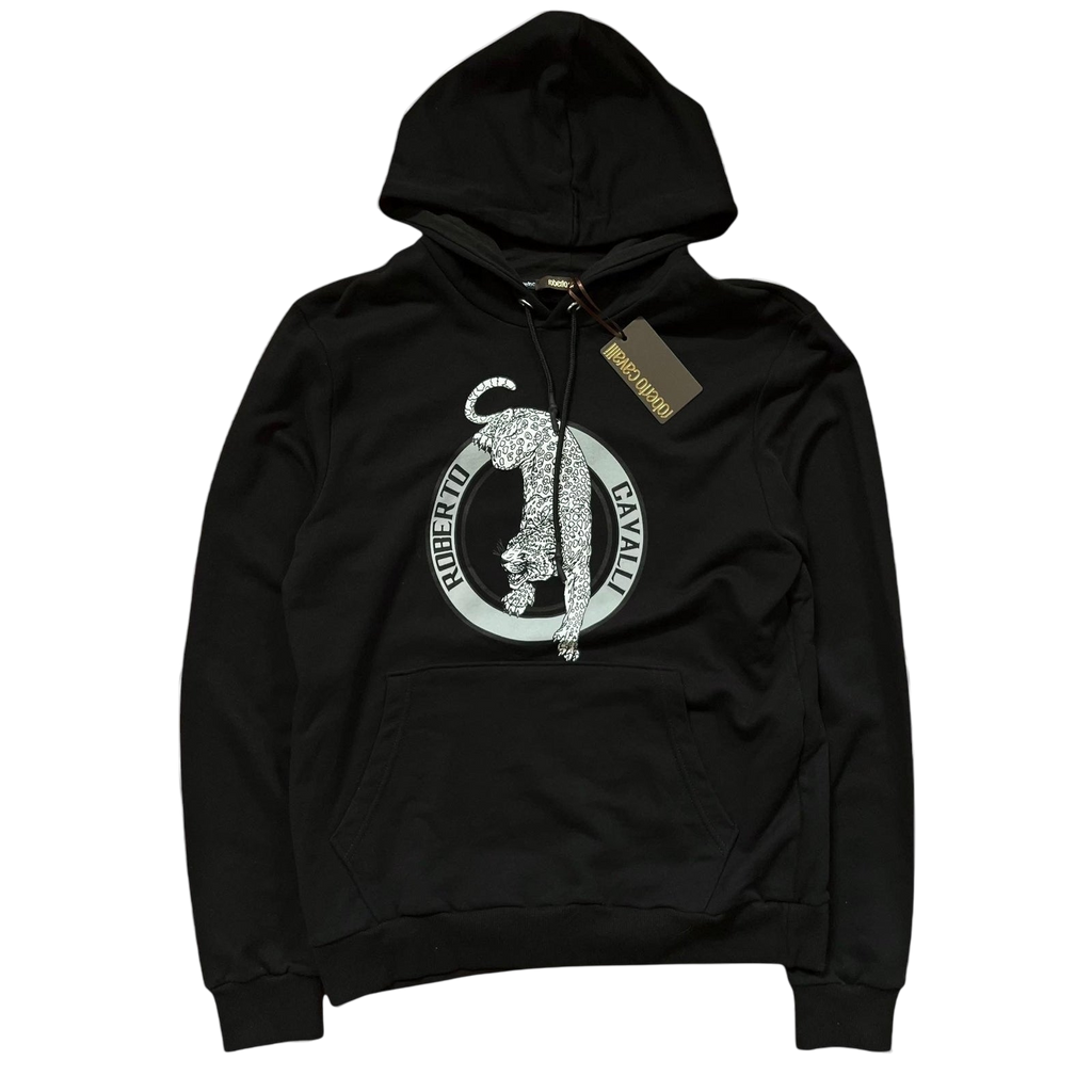 Roberto Cavalli Black Jaguar Hooded Sweatshirt (Fits M/L)