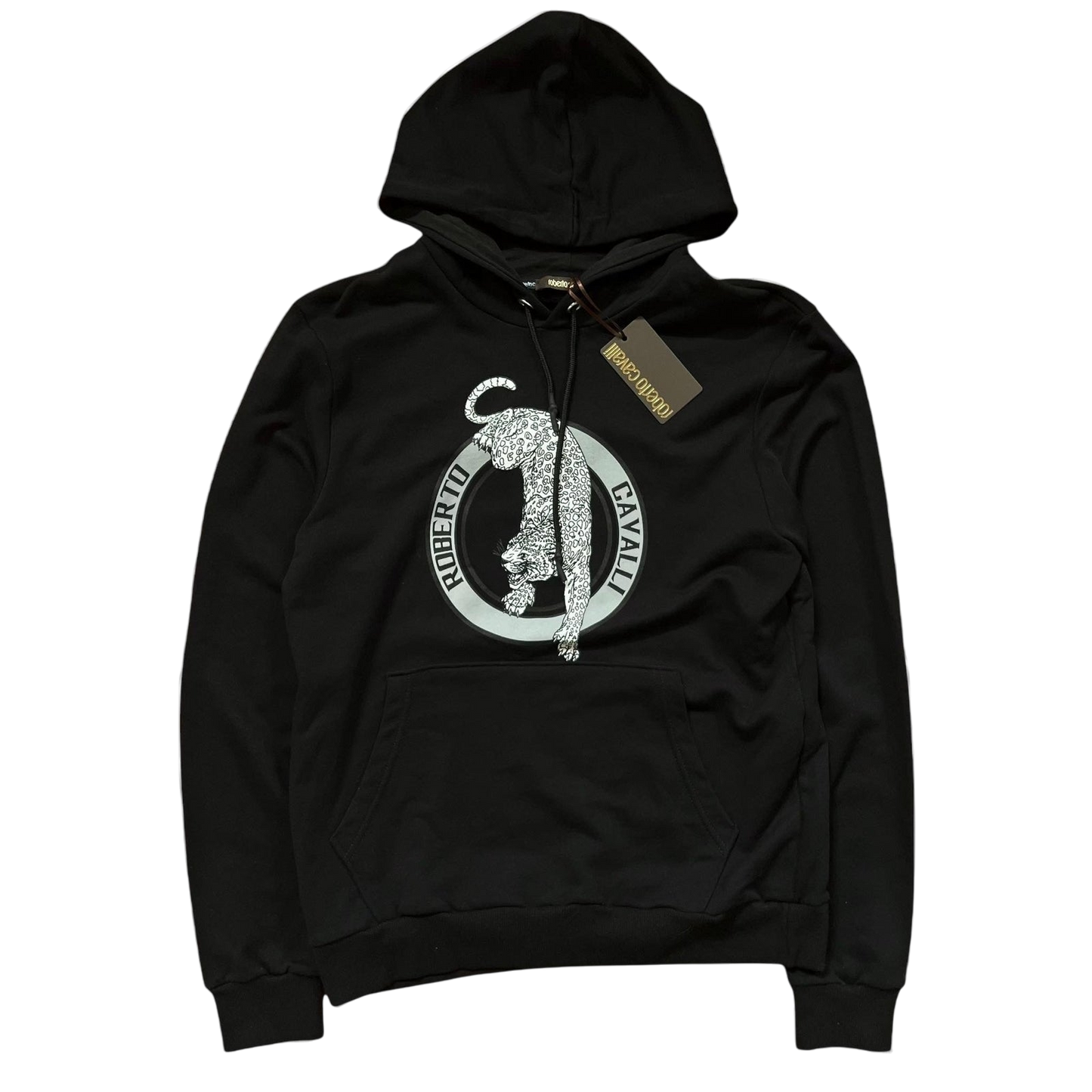 Roberto Cavalli Black Jaguar Hooded Sweatshirt (Fits M/L)