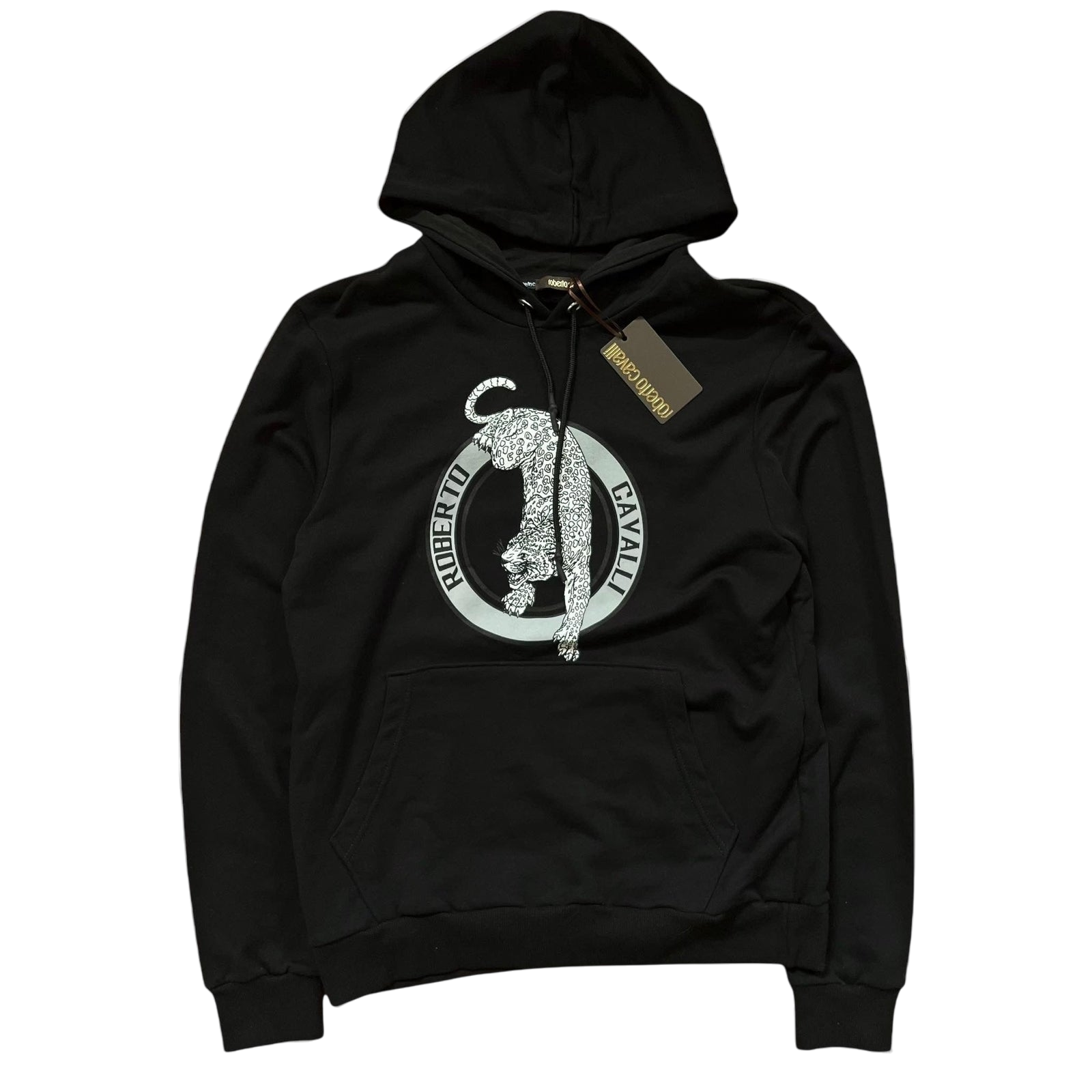 Roberto Cavalli Black Jaguar Hooded Sweatshirt (Fits M/L)