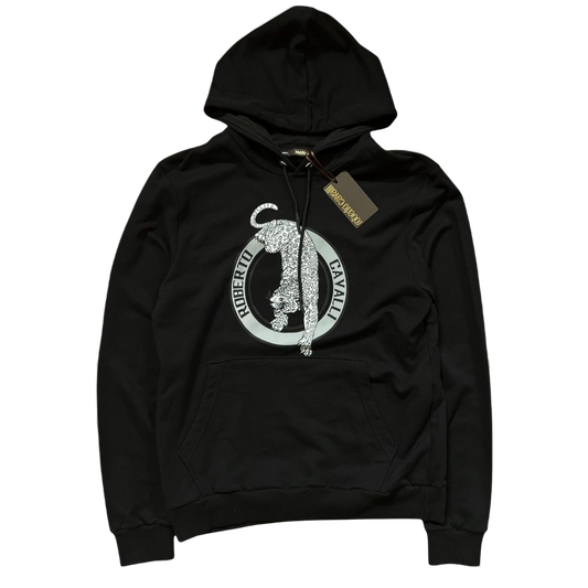 Roberto Cavalli Black Jaguar Hooded Sweatshirt (Fits M/L)