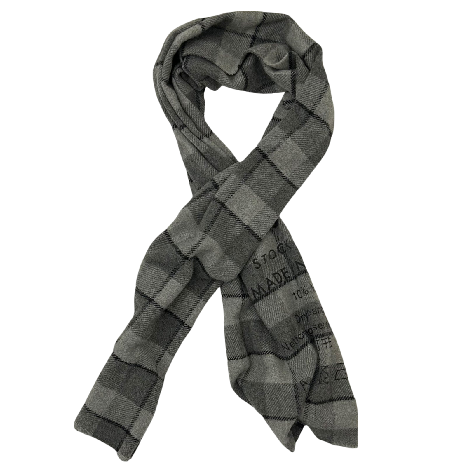 Acne Studios Cassiar Logo-Print Checked Scarf Grey/Black