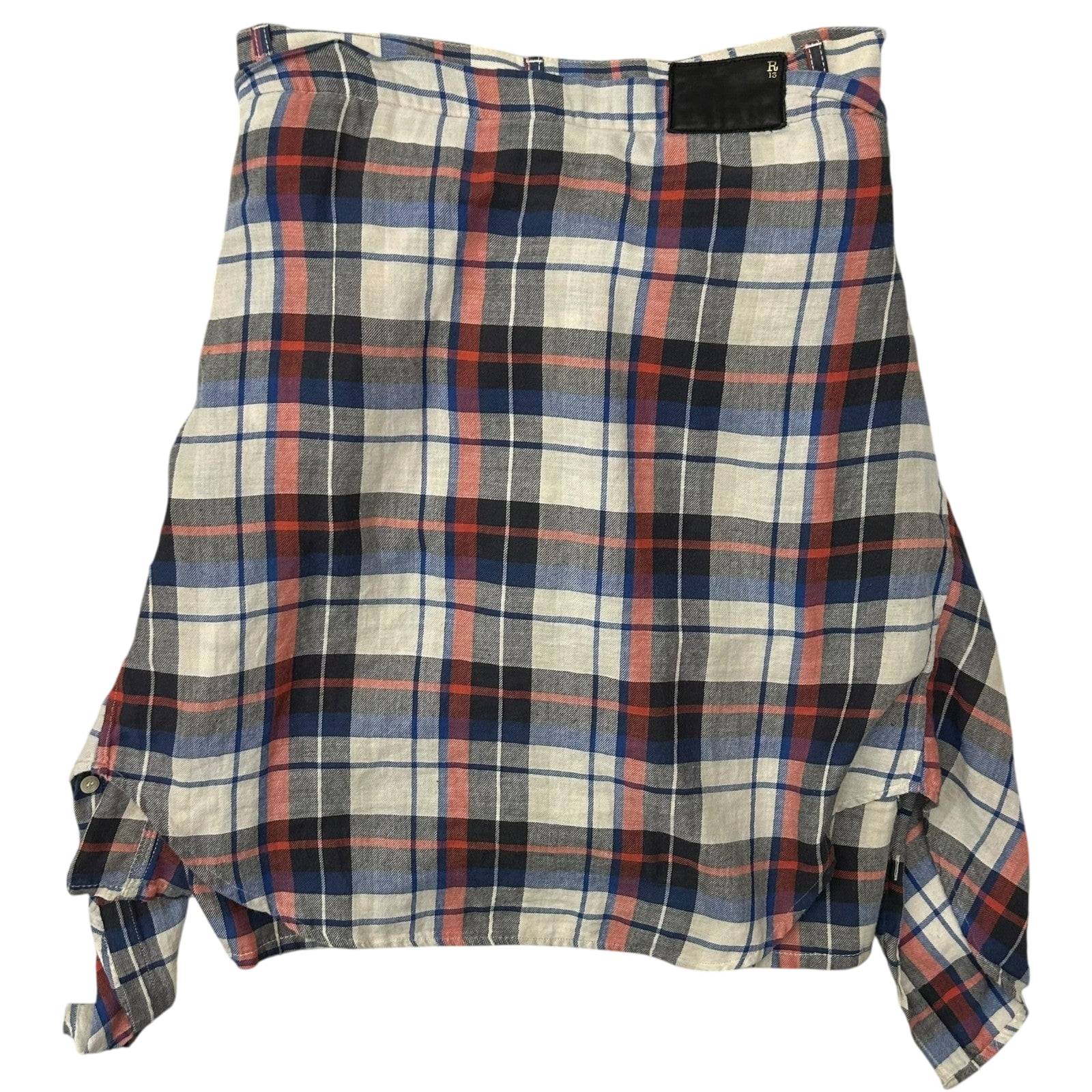 R13 Multi Coloured Cotton Plaid Skirt (Size 31”)
