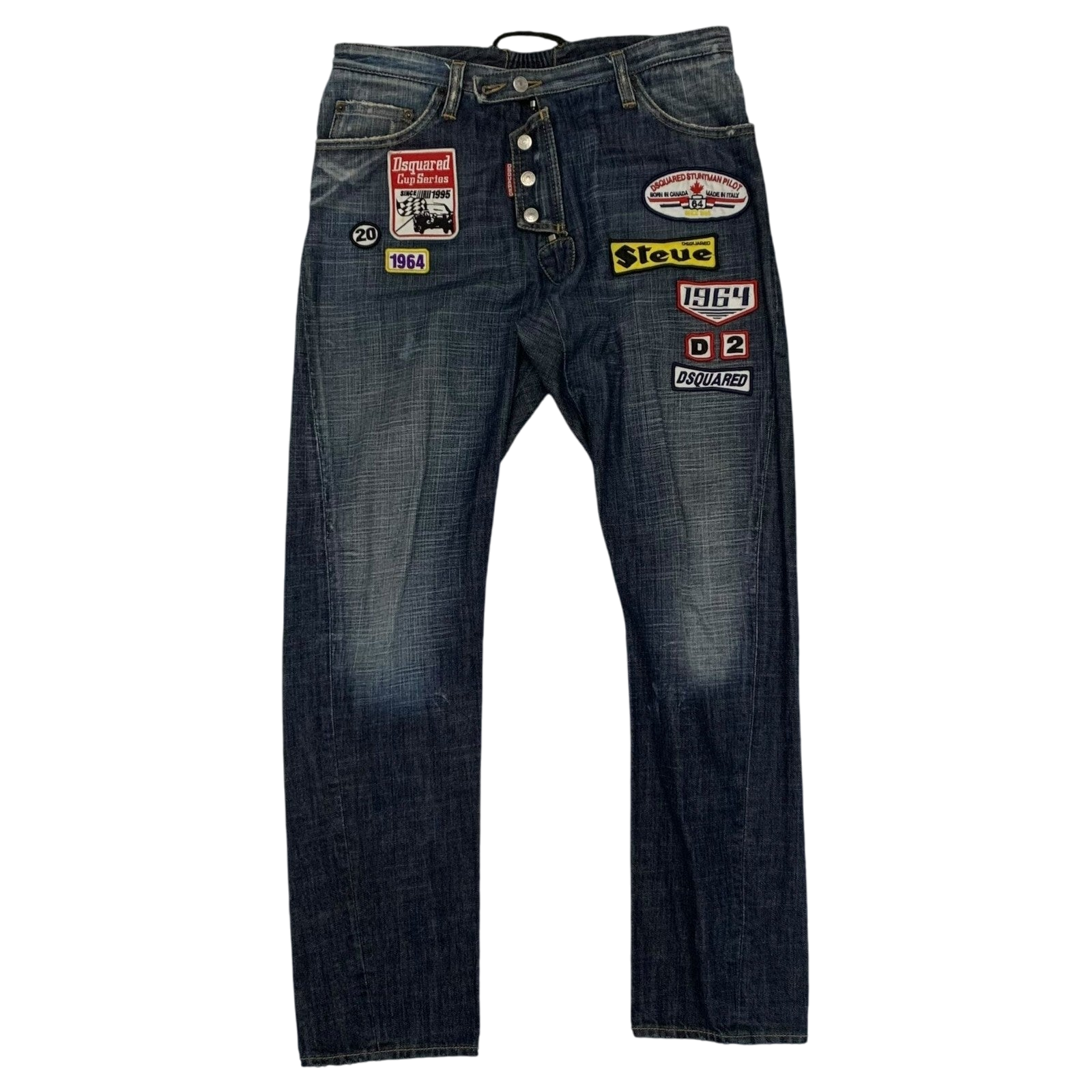 Dsquared 2000s Cup Series Patch Jeans (Size 32”)