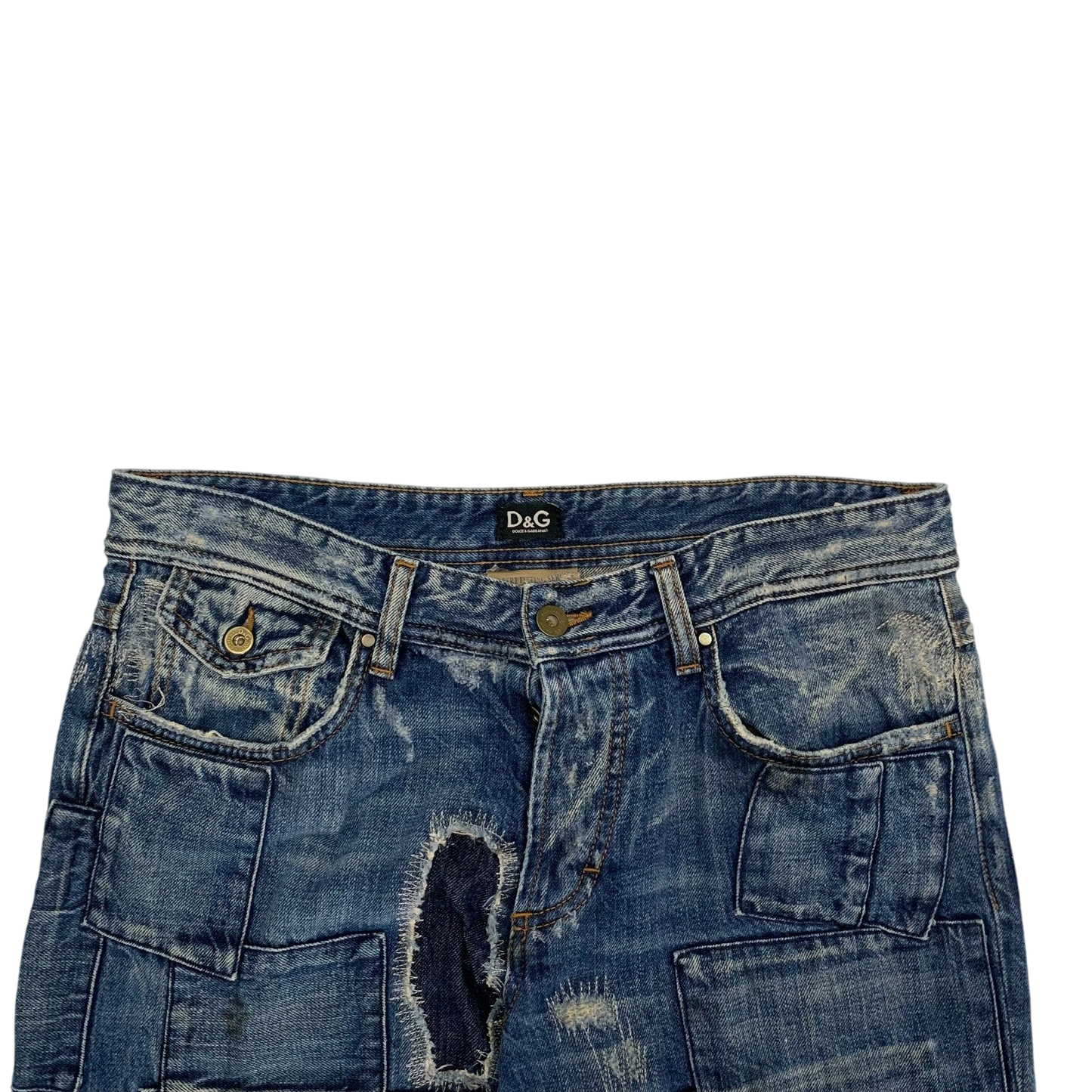 Dolce & Gabbana 2000s Patchwork Boro Distressed Jeans (Size 32”)