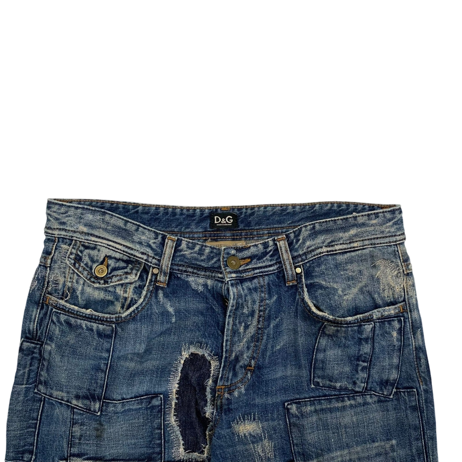 Dolce & Gabbana 2000s Patchwork Boro Distressed Jeans (Size 32”)