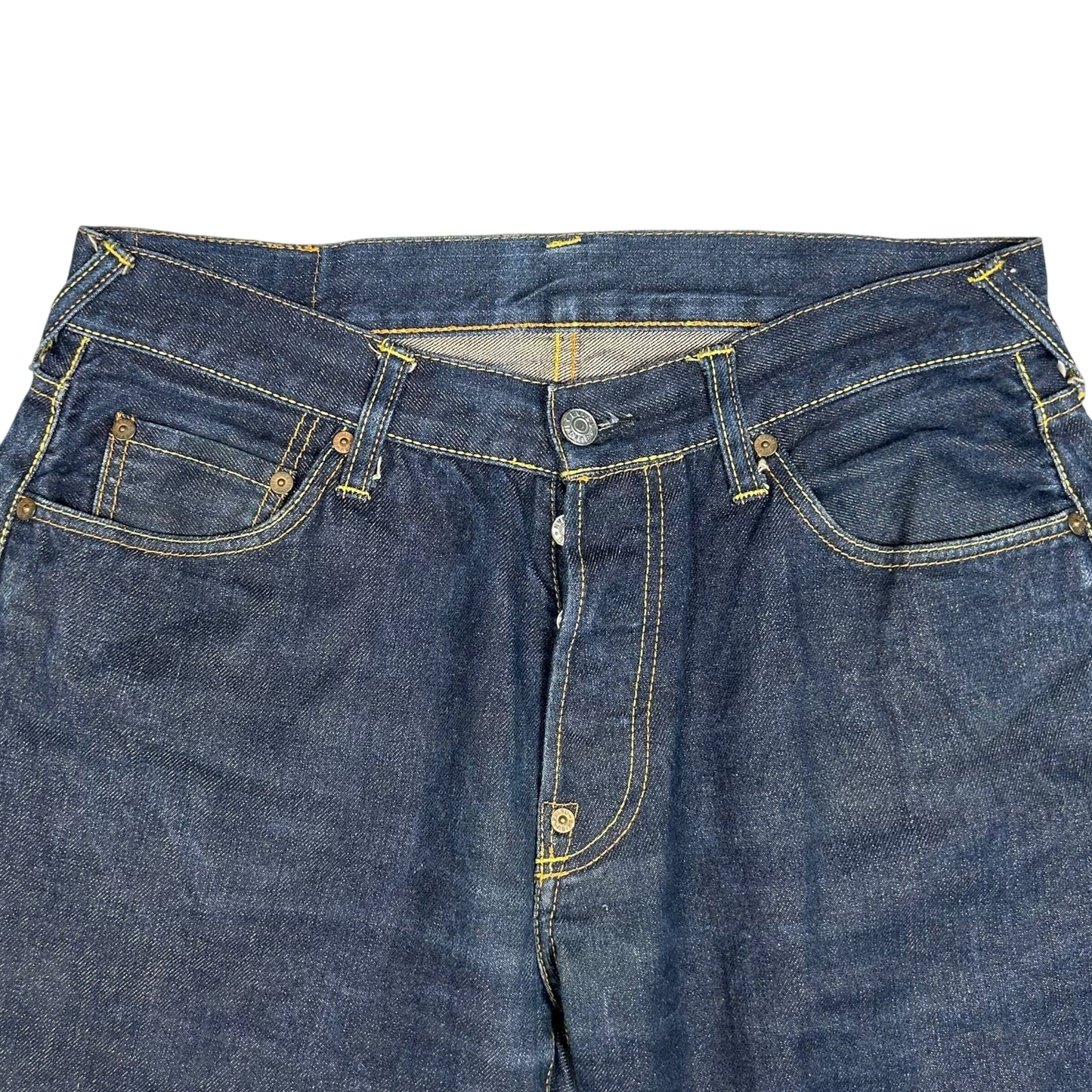 Vintage Evisu White Daicock Pocket Logo Selvedge Denim Jeans (Size 32")