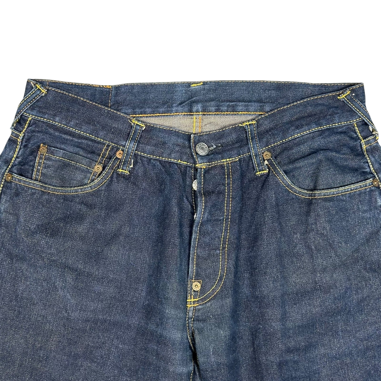 Vintage Evisu White Daicock Pocket Logo Selvedge Denim Jeans (Size 32")