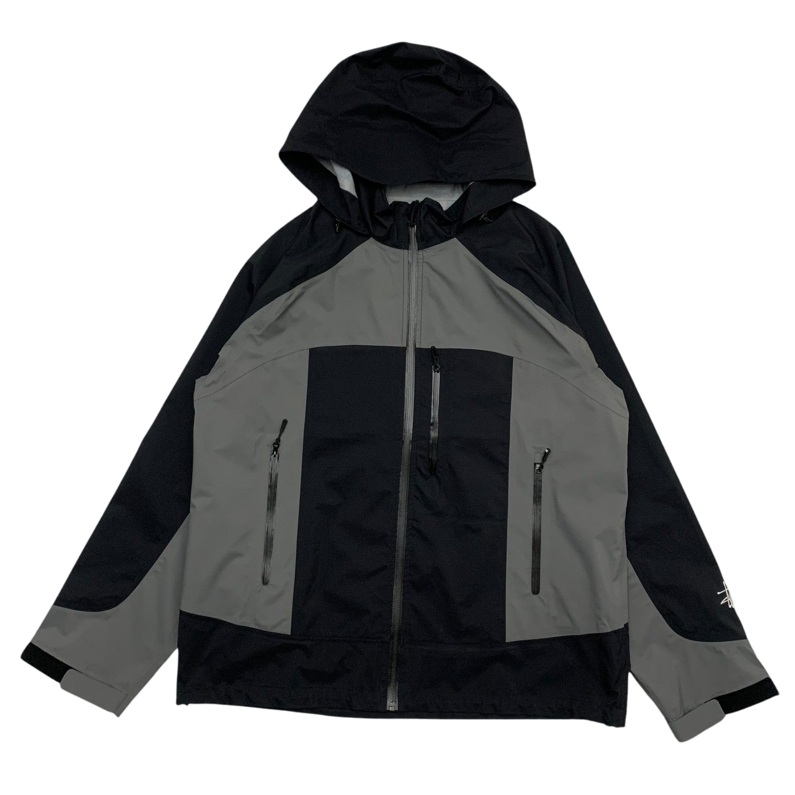 Stussy AW20 Taped Seam Nylon Rain Jacket Black/Grey (Fits L-XL)