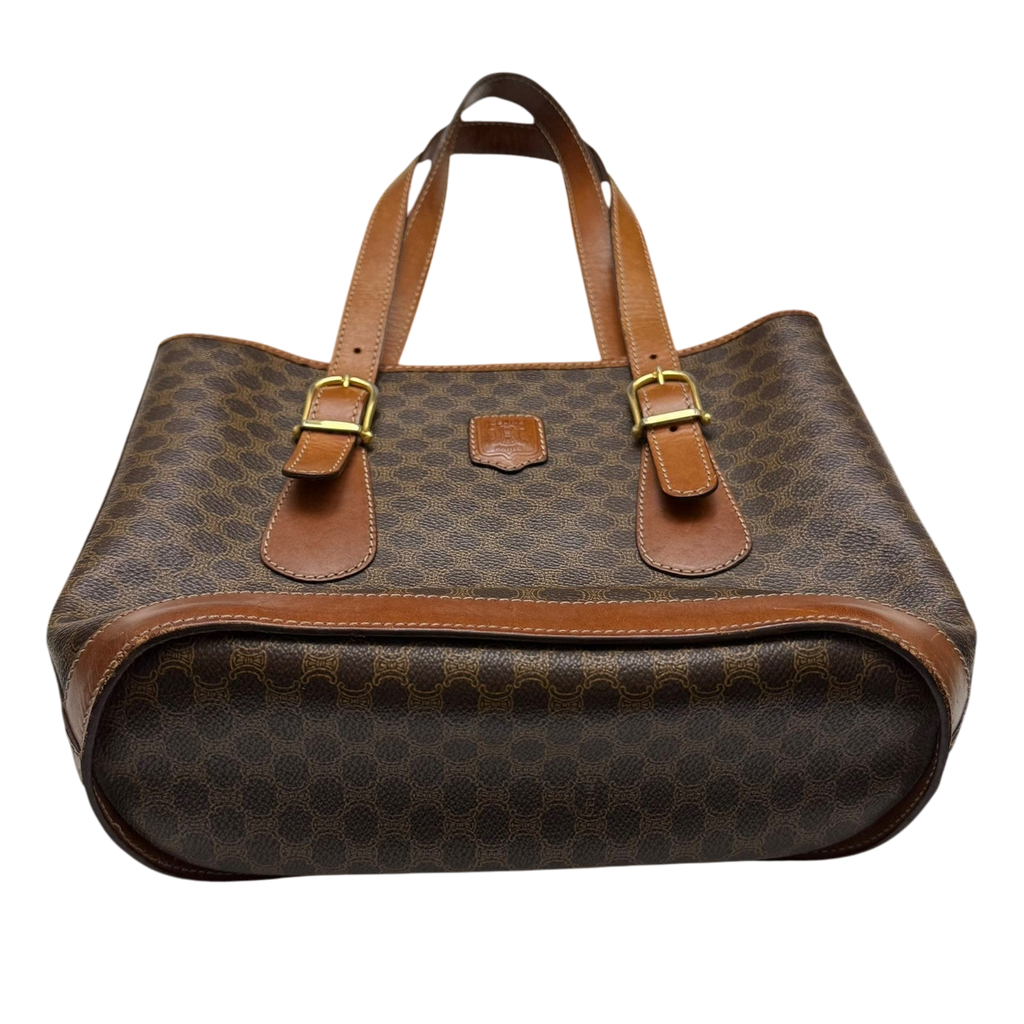 Céline 2008 Macadam Coated Canvas Monogram Tote Bag Brown