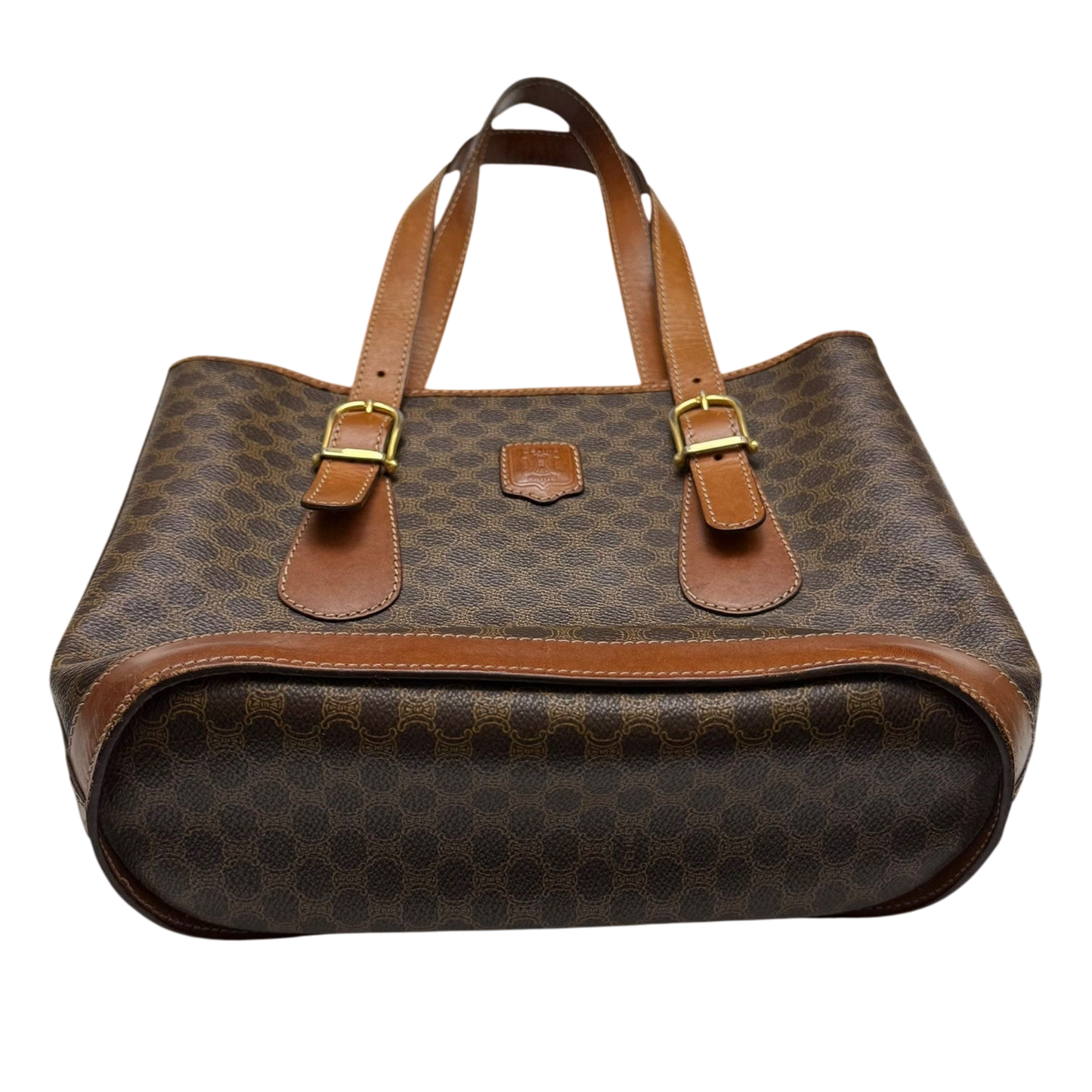 Céline 2008 Macadam Coated Canvas Monogram Tote Bag Brown