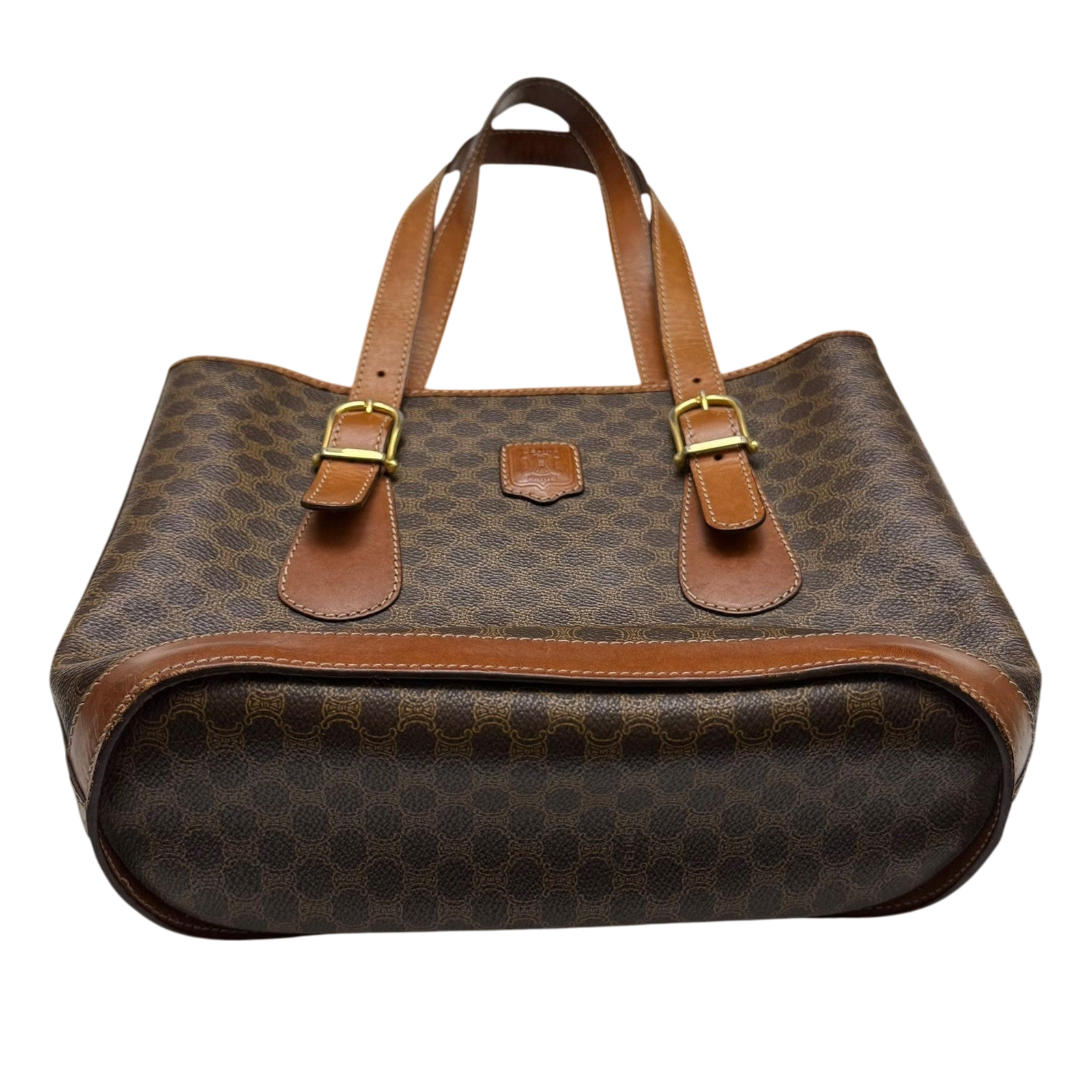 Céline 2008 Macadam Coated Canvas Monogram Tote Bag Brown