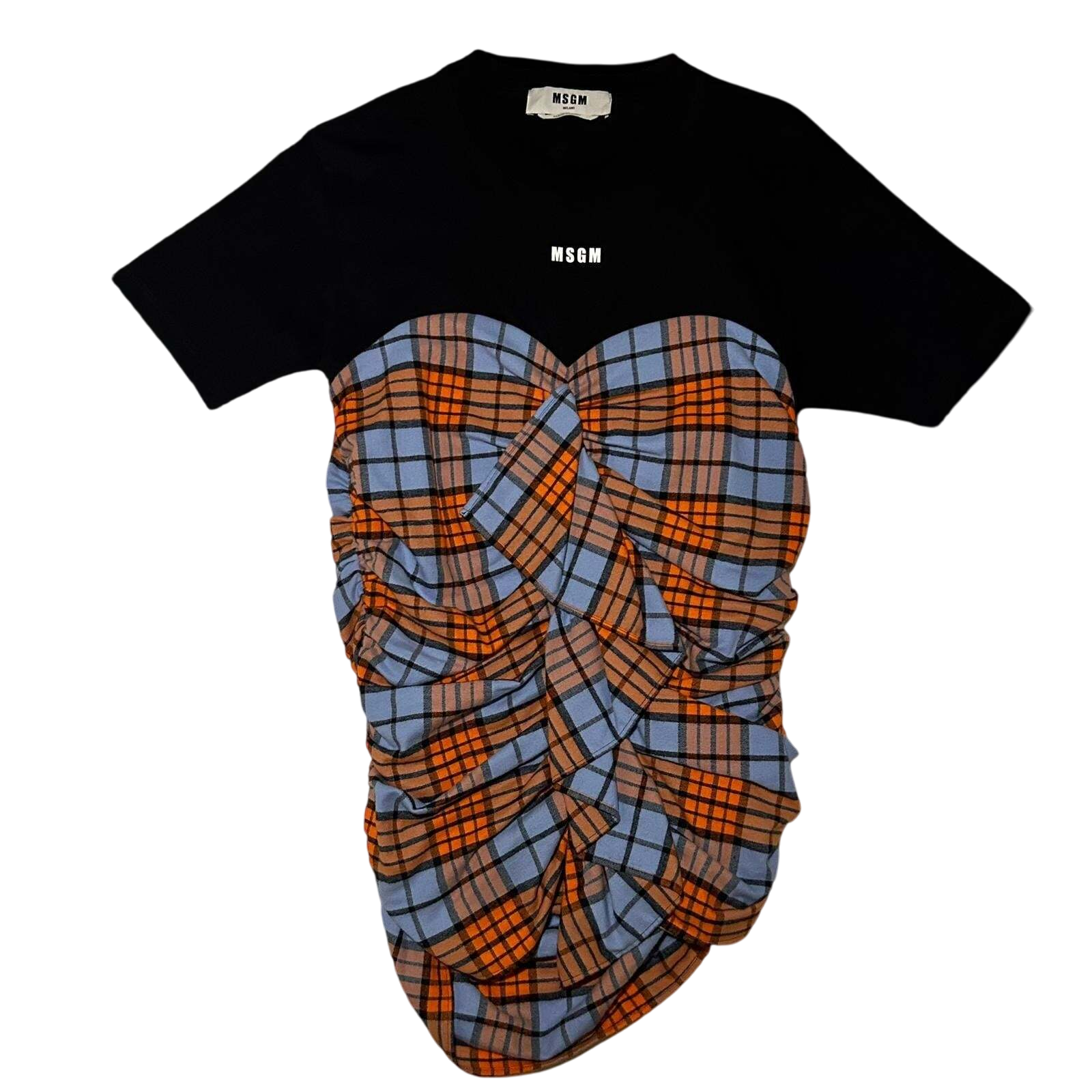 MSGM Tartan-Bustier Layered T-Shirt (Size M Womens)