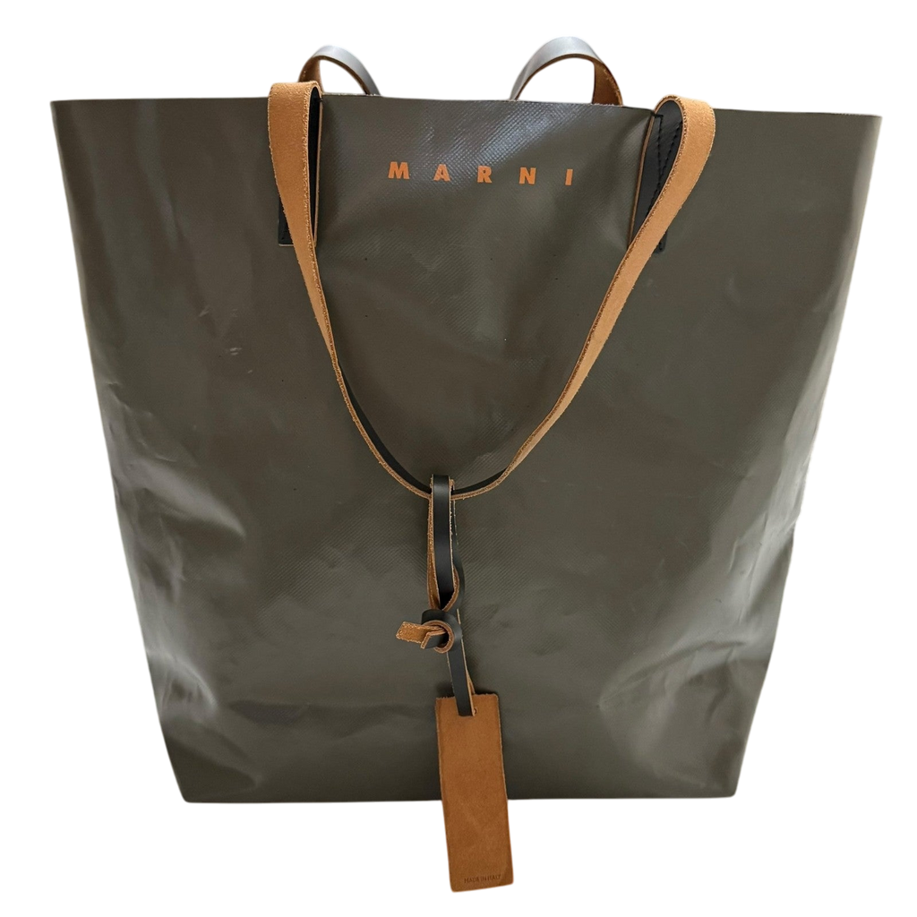 Marni PVC Shopping Tote Brown / Green