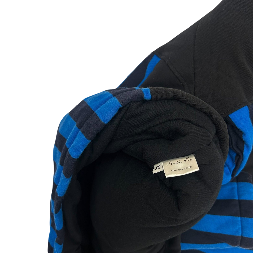 SS19 Martine Rose Split Wadded Hoodie Black / Blue (Fits M)