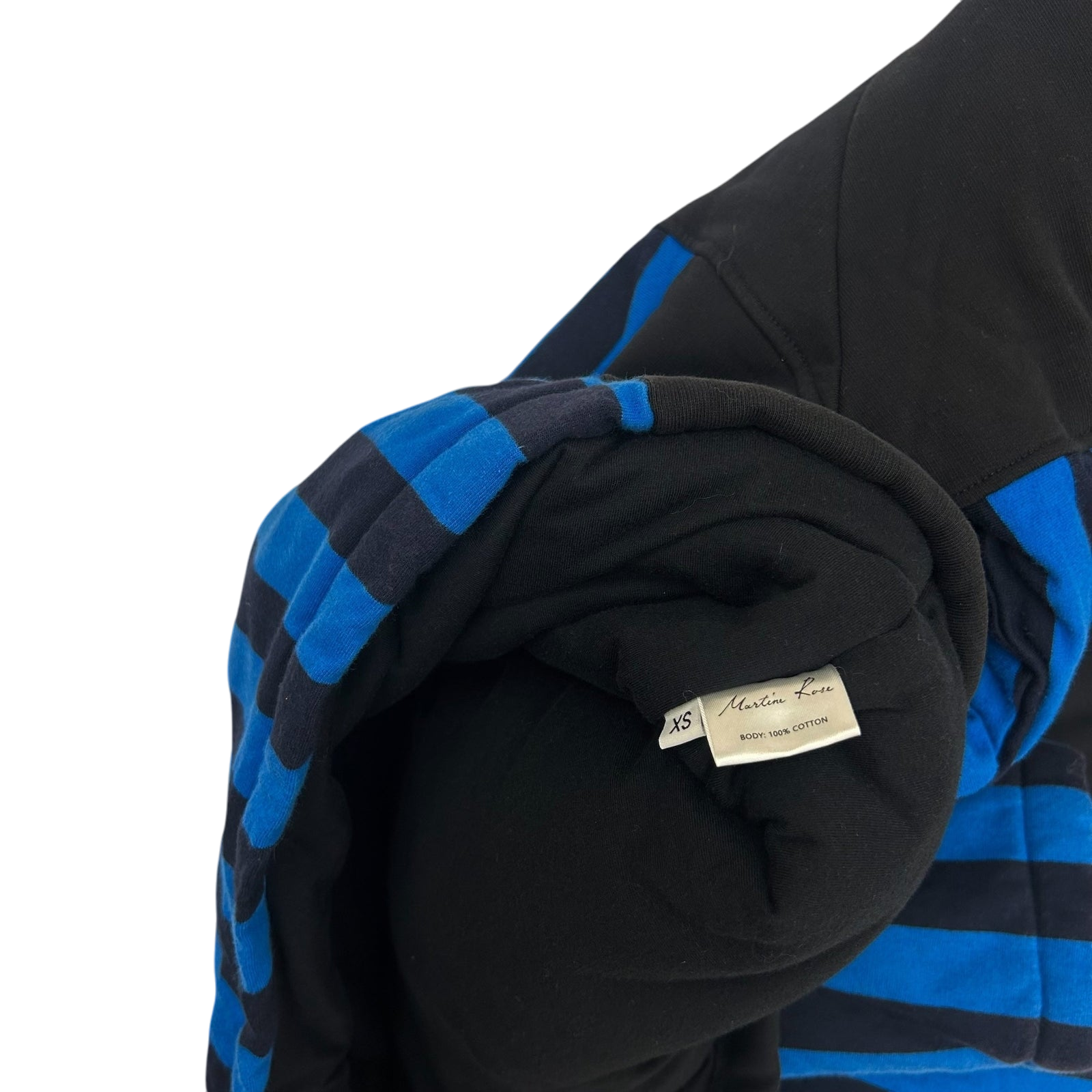 SS19 Martine Rose Split Wadded Hoodie Black / Blue (Fits M)