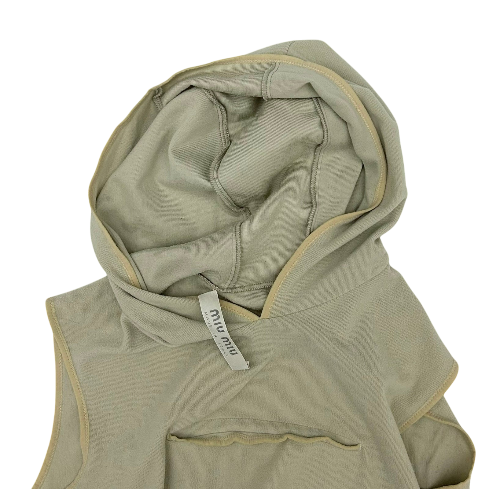 Vintage Miu Miu Hooded Sleeveless Top Beige (Size S Womens)