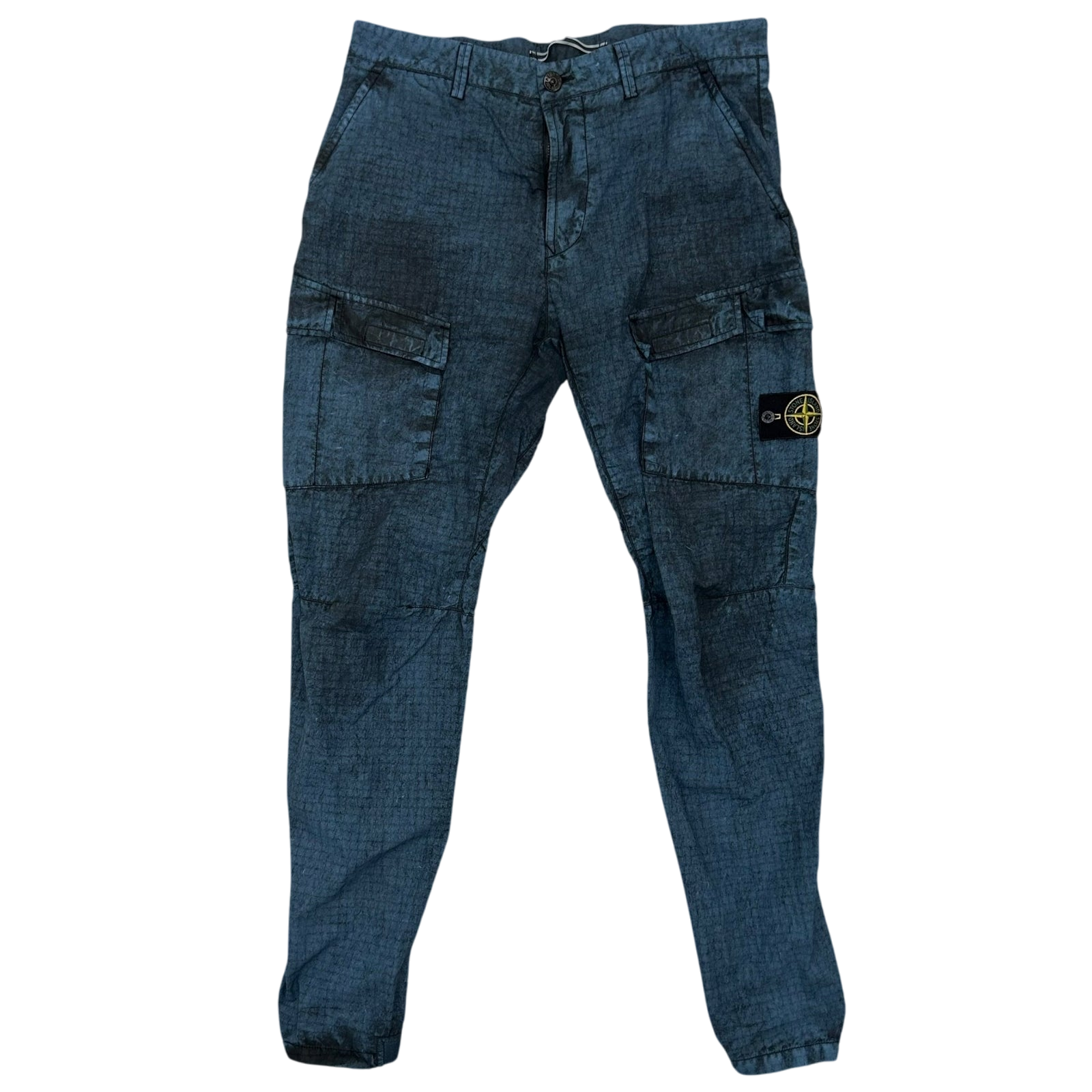 Stone Island Type SL Grid Tela Dust Treatment Blue Cargo Pants (Size 34”)
