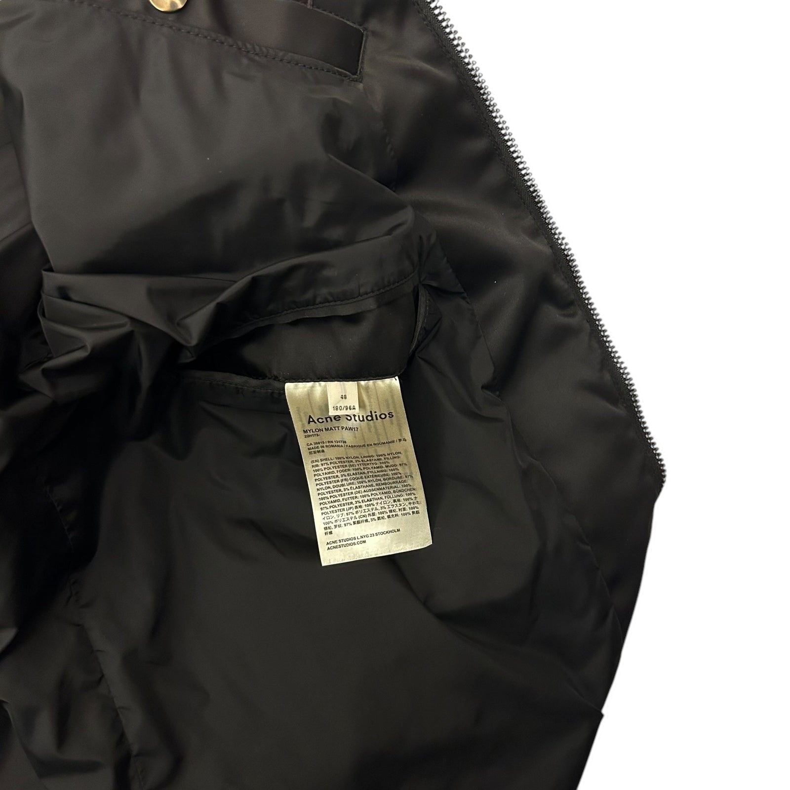 Acne Studios Nylon Matt Bomber Jacket Black (Fits M)