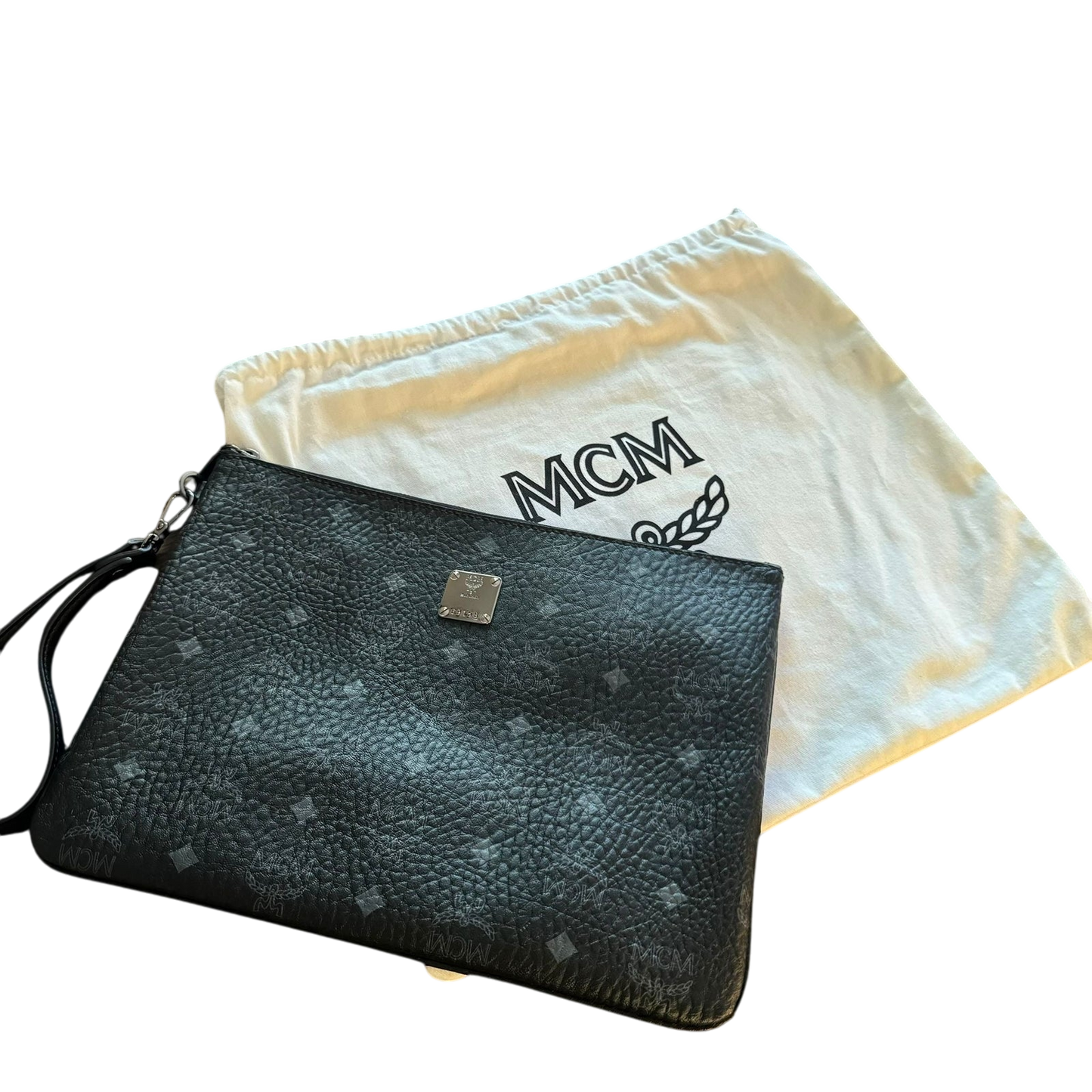 MCM Visetos Pattern Black Leather Clutch Bag