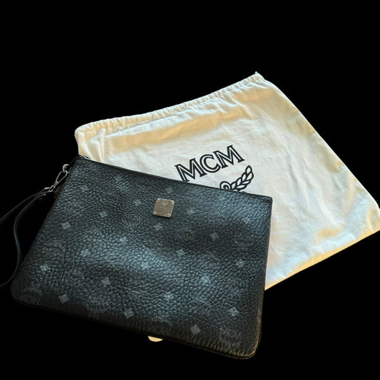 MCM Visetos Pattern Black Leather Clutch Bag