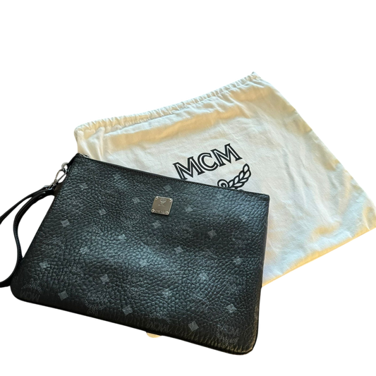 MCM Visetos Pattern Black Leather Clutch Bag