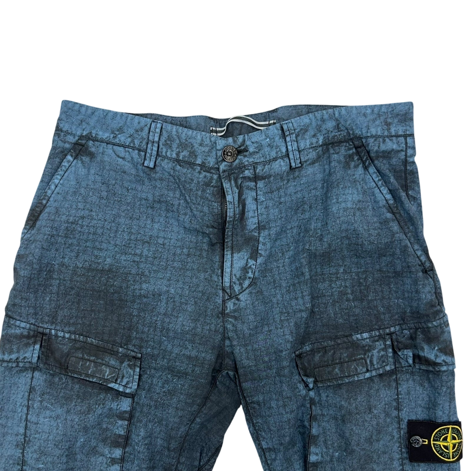 Stone Island Type SL Grid Tela Dust Treatment Blue Cargo Pants (Size 34”)