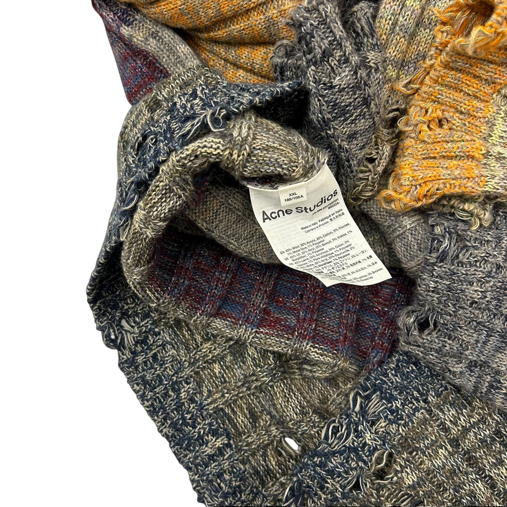 Acne Studios Karlos Distressed Melange Knit Sweater (Fits L-XL)