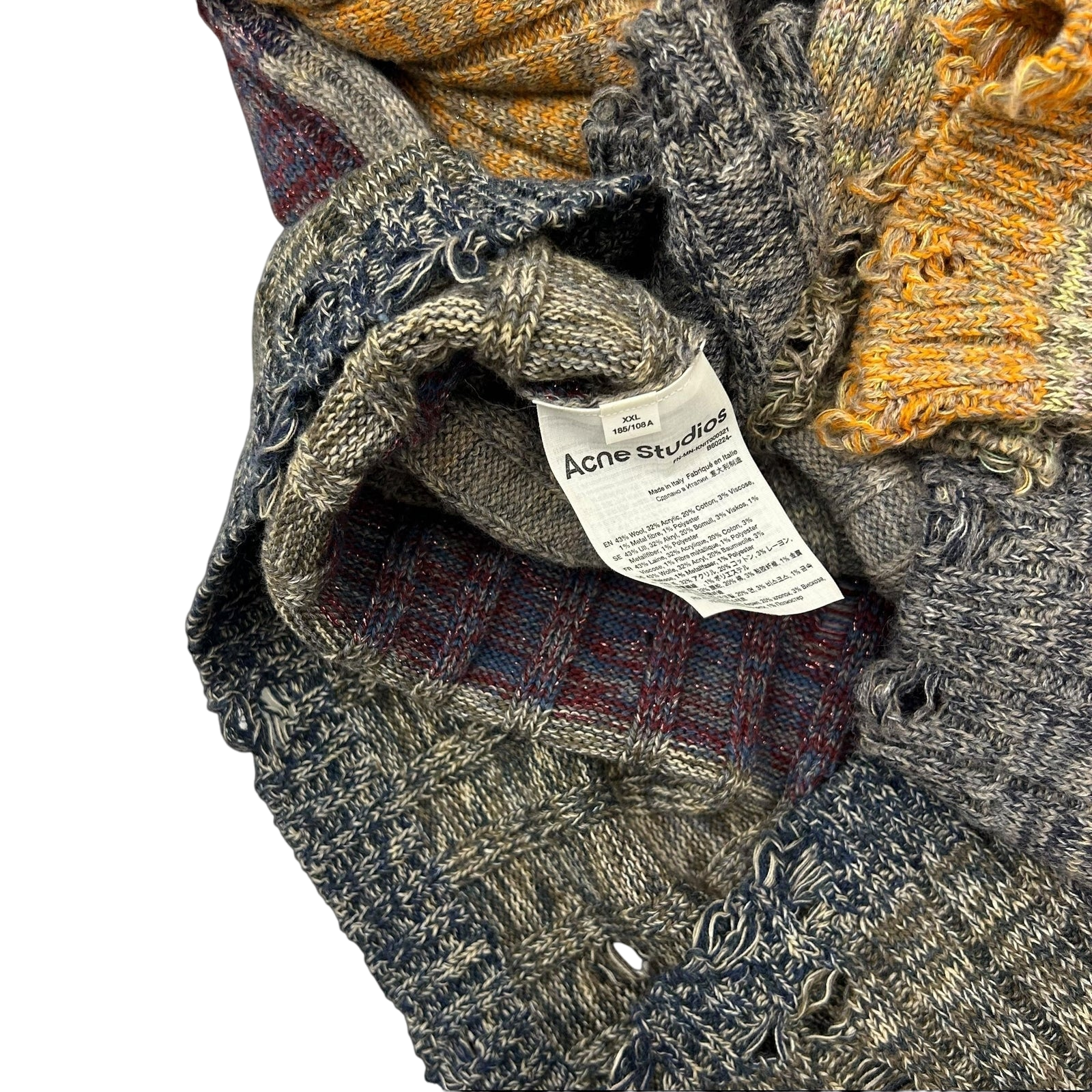 Acne Studios Karlos Distressed Melange Knit Sweater (Fits L-XL)