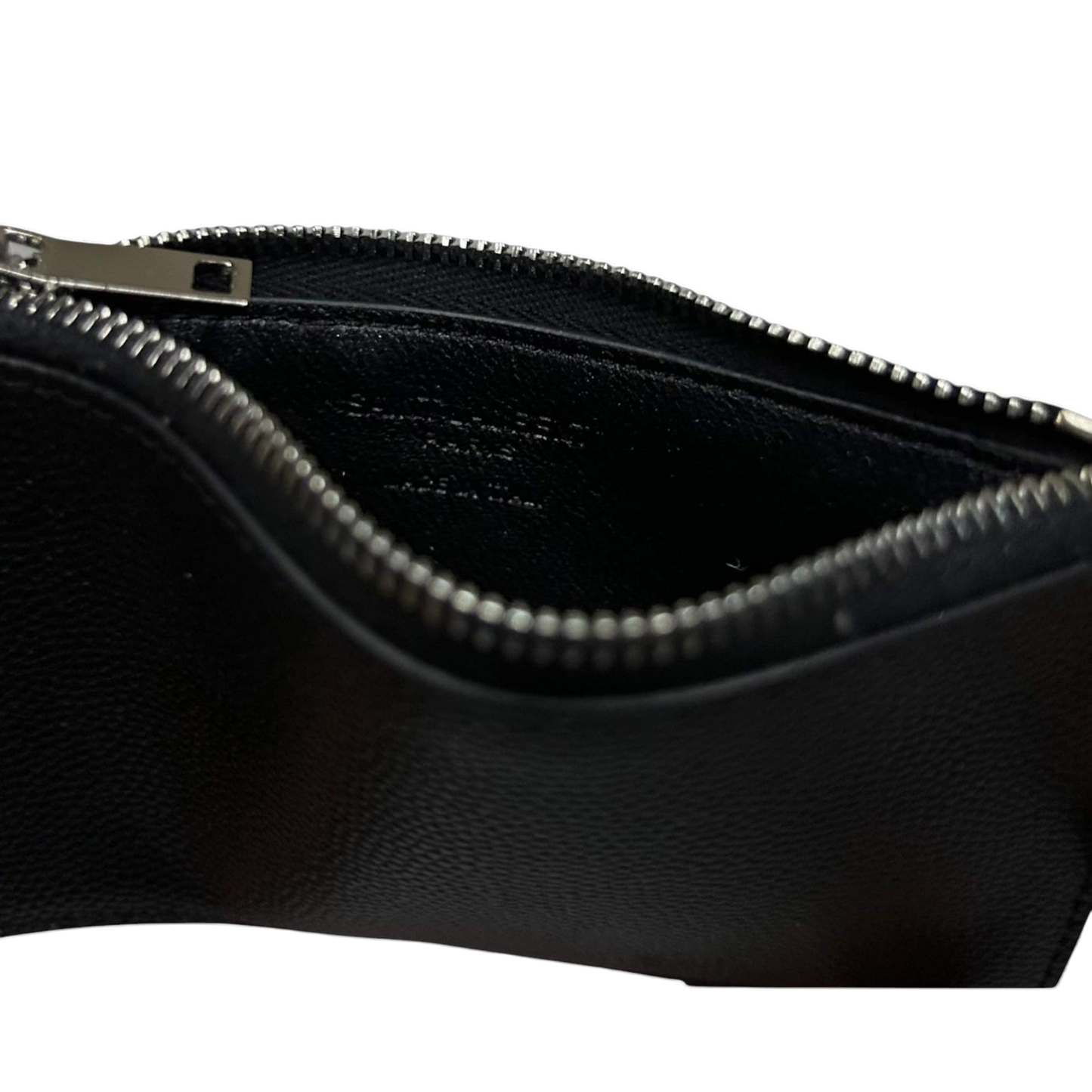 Saint Laurent Grained Leather Fragment Zip Card Case Black