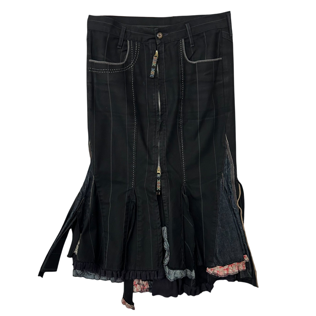 2000s Marithe Francois Girbaud Pinstripe Mermaid Skirt Black (Fits 30)