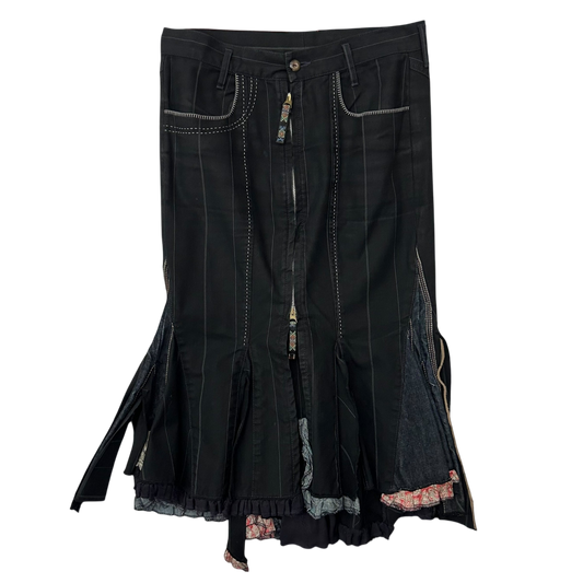 2000s Marithe Francois Girbaud Pinstripe Mermaid Skirt Black (Fits 30)