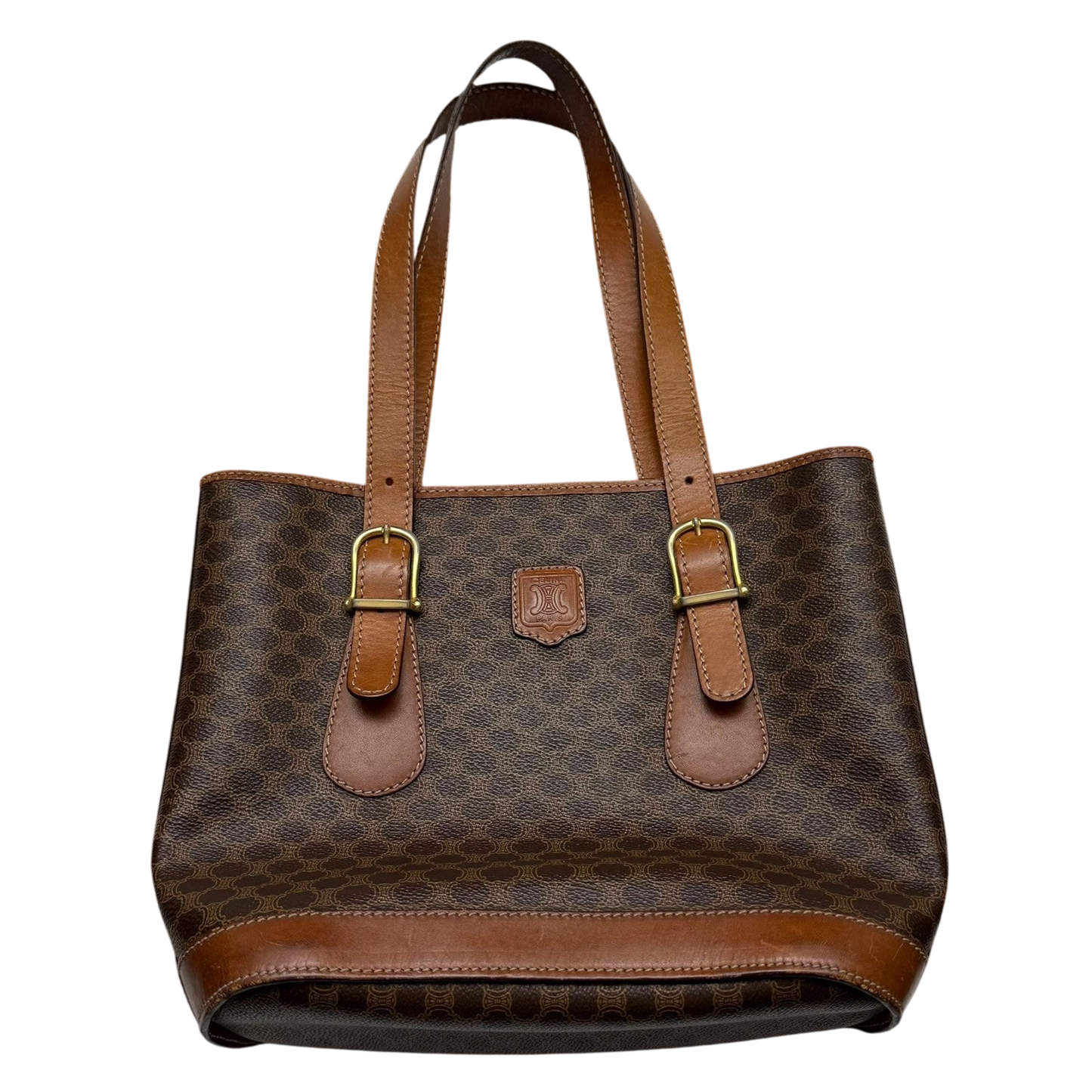 Céline 2008 Macadam Coated Canvas Monogram Tote Bag Brown