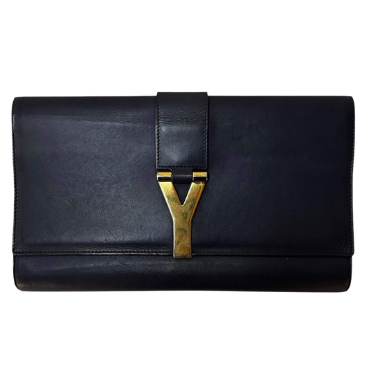 Vintage Yves Saint Laurent Leather Y-Ligne Chyc Clutch Navy