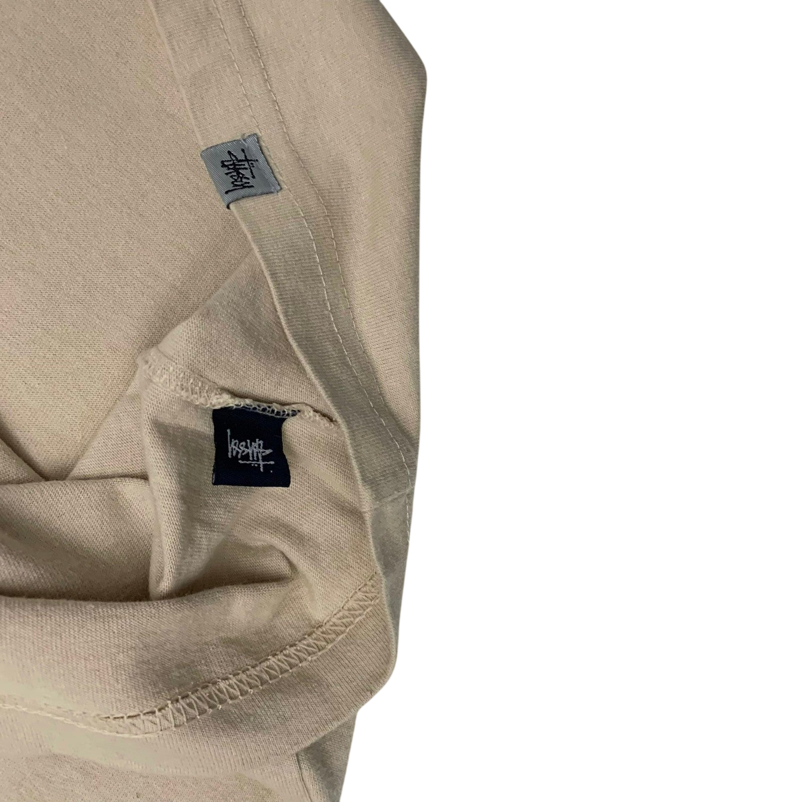 Stussy Vintage 00s Centre Logo T-Shirt Beige (Made in Aus) (Fits M/L)