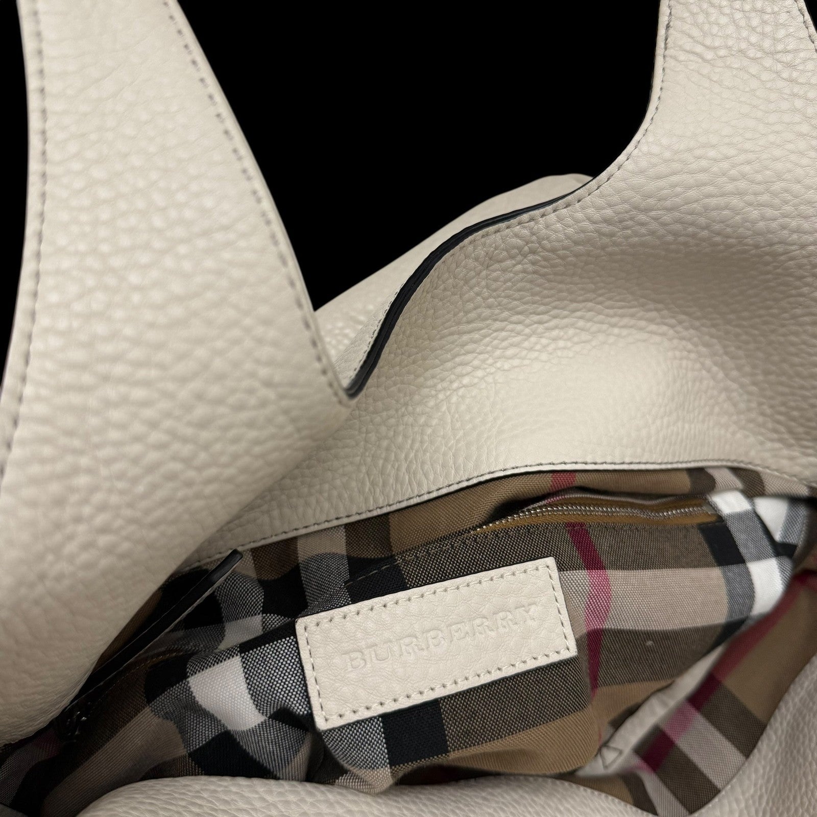 Burberry Grainy Leather Shoulder Bag Cream
